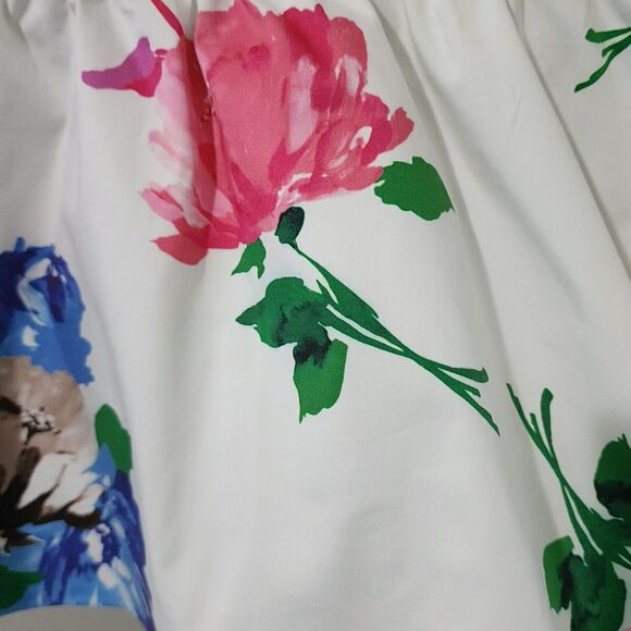 Kate Spade New York "Blooms" Stretch Cotton Peplum Top Size 8 Floral - Picture 10 of 16